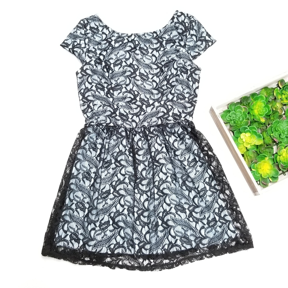 ✅ Blue and Black Lace Dress